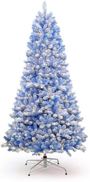 Blue Flocked Artificial Christmas Tree